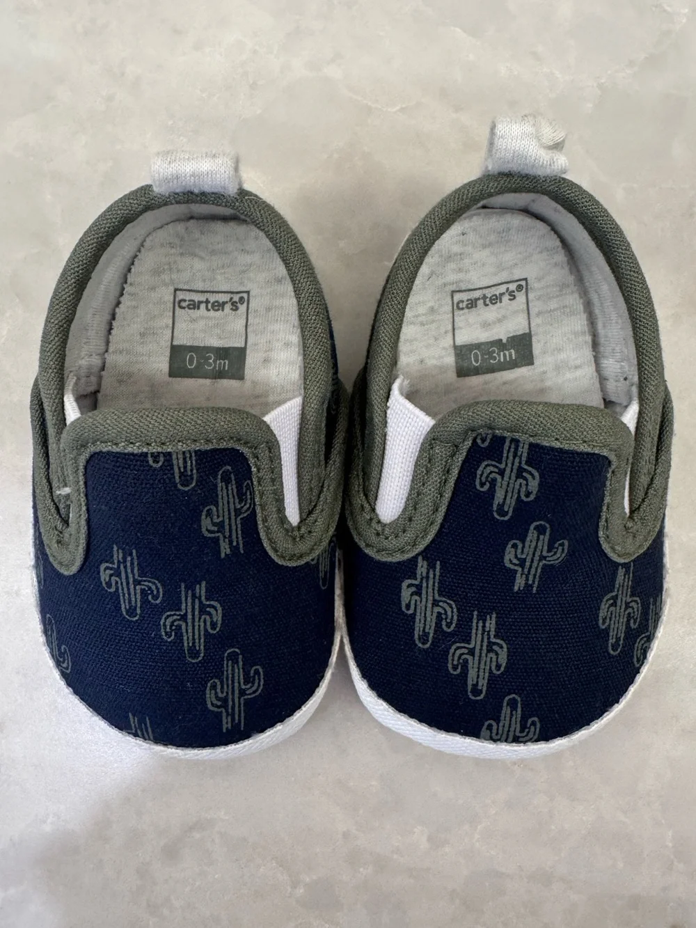carter's Navy & Olive Cactus Slip-On Baby Booties